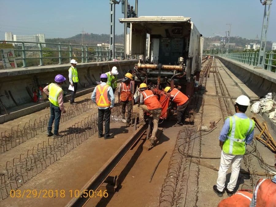 AIPL track gang installing ballastless track